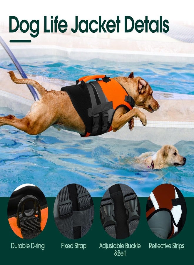 Kuoser Dog Life Jacket with Rescue Handle, High Flotation Dogs Swim Vest with Reflective Strips,Adjustable Dog Life Vest for Swimming, Boating, Pool&Beach, Doggy Lifejacket for Small Medium Large Dogs - Image 2