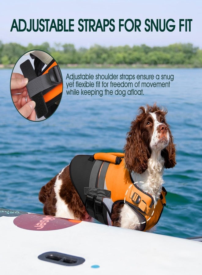 Kuoser Dog Life Jacket with Rescue Handle, High Flotation Dogs Swim Vest with Reflective Strips,Adjustable Dog Life Vest for Swimming, Boating, Pool&Beach, Doggy Lifejacket for Small Medium Large Dogs - Image 4