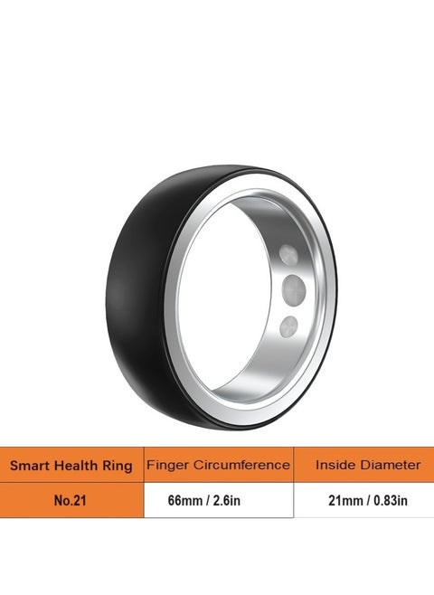 Smart Health Ring Newest Intelligent Wearable Device for Health Monitor Sleep Monitoring Blood Oxygen Heart Rate Calories Burned Finger Temperature Step Tracker Wireless Charging Black No.21