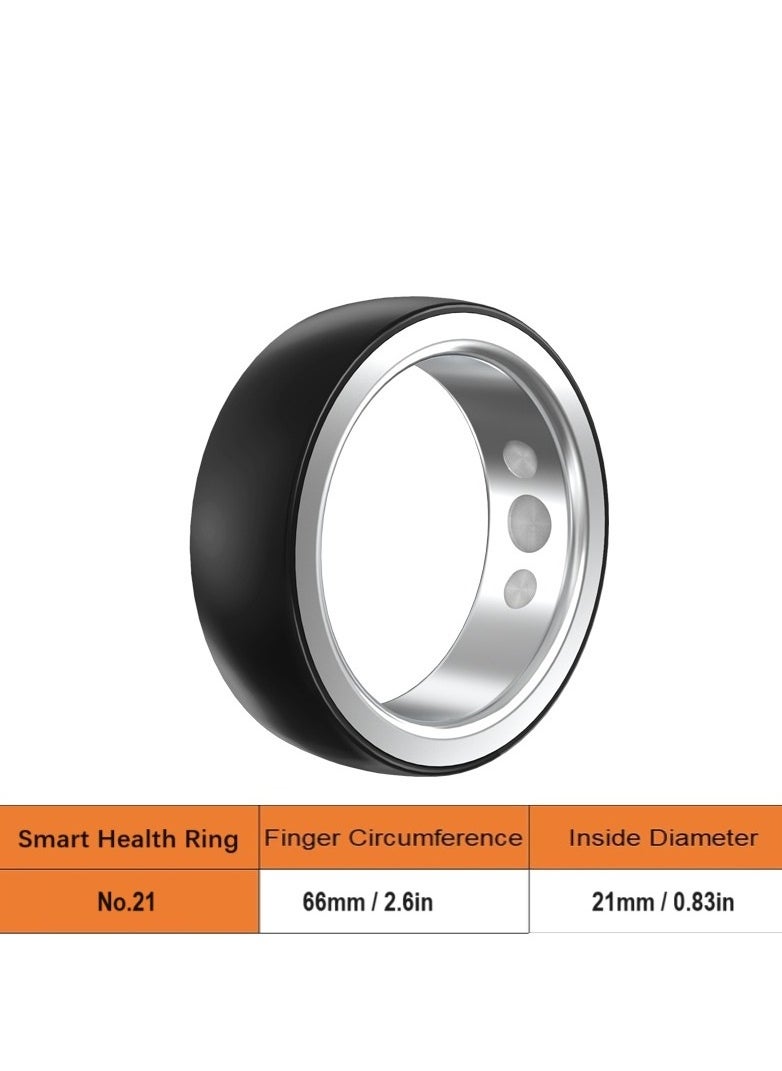 Smart Health Ring Newest Intelligent Wearable Device for Health Monitor Sleep Monitoring Blood Oxygen Heart Rate Calories Burned Finger Temperature Step Tracker Wireless Charging Black No.21