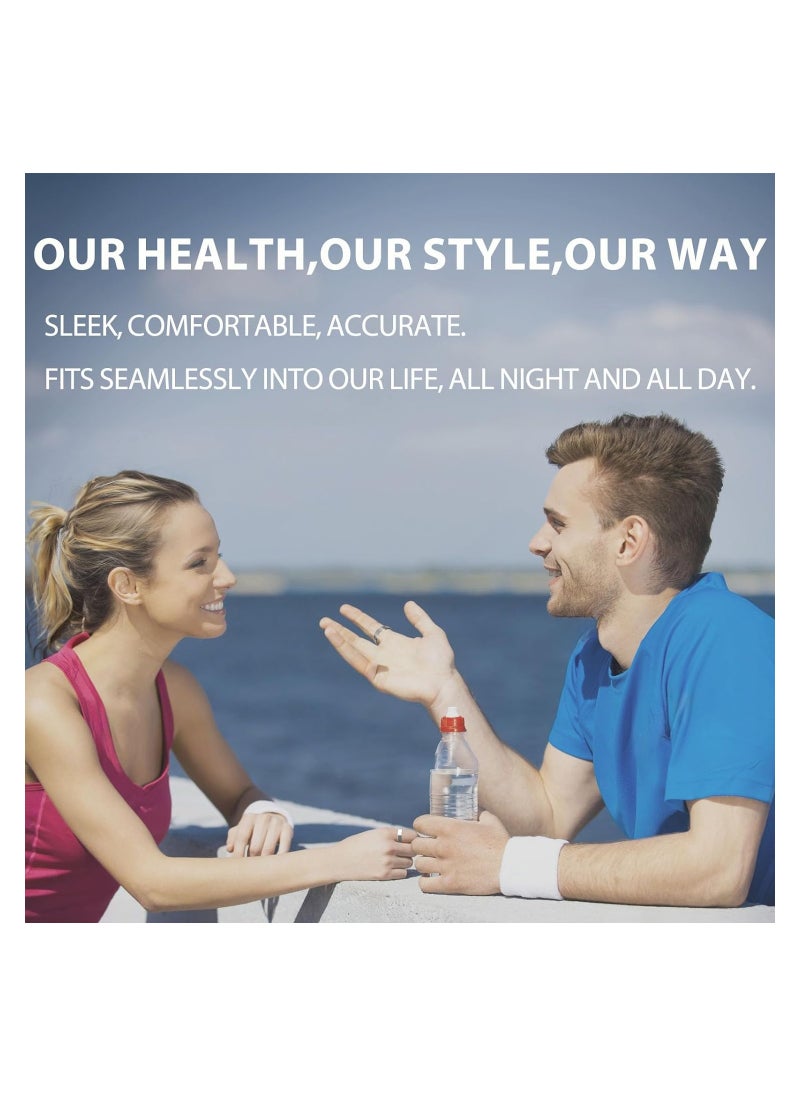 Smart Health Ring Newest Intelligent Wearable Device for Health Monitor Sleep Monitoring Blood Oxygen Heart Rate Calories Burned Finger Temperature Step Tracker Wireless Charging Black No.21