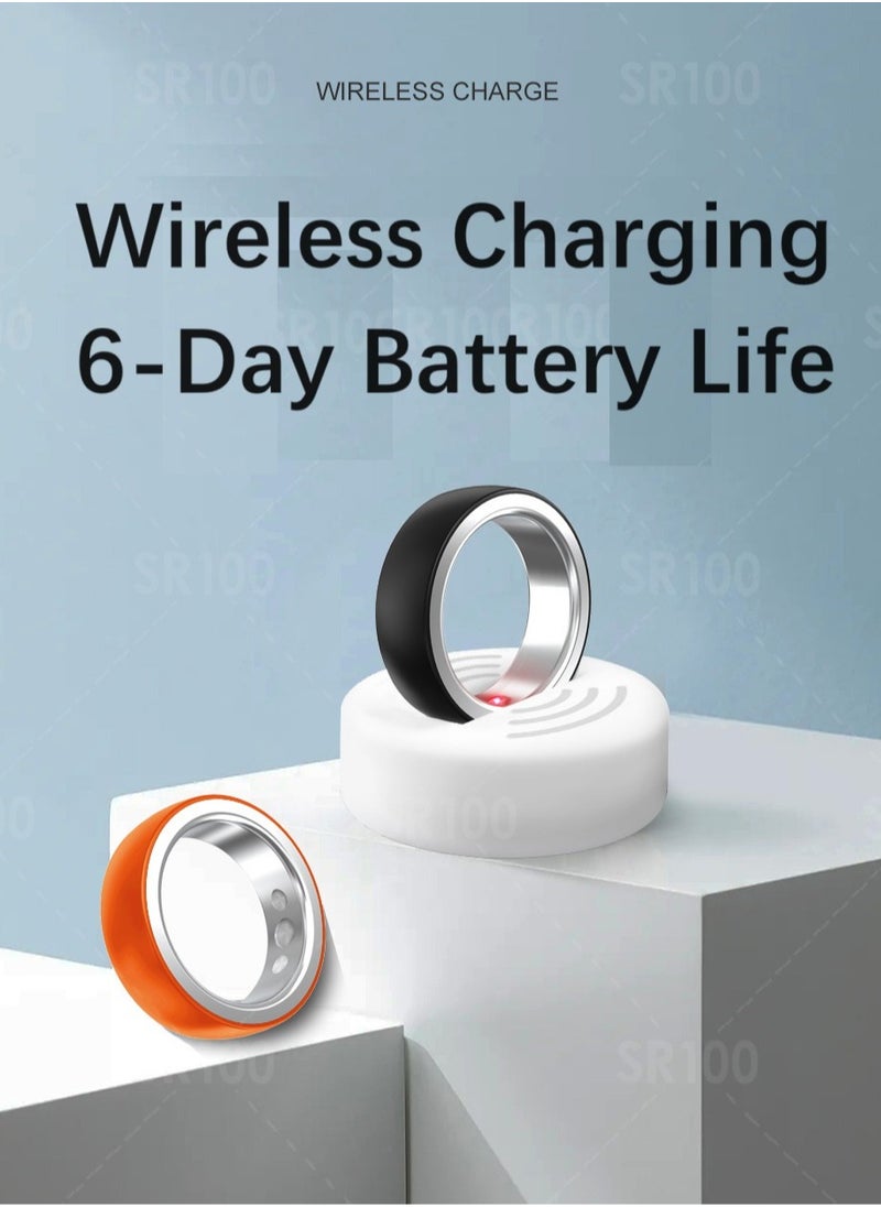 Smart Health Ring Newest Intelligent Wearable Device for Health Monitor Sleep Monitoring Blood Oxygen Heart Rate Calories Burned Finger Temperature Step Tracker Wireless Charging Black No.21
