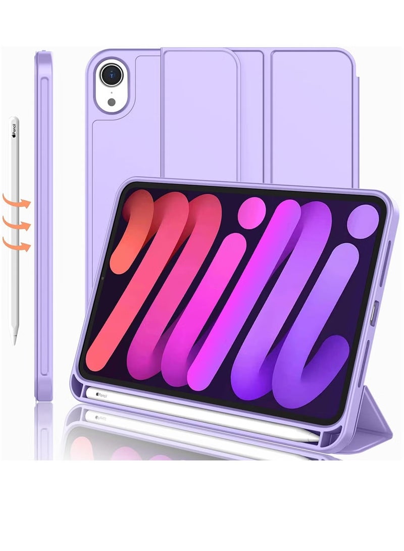 ELTRAZONE New iPad Mini 6 Case 8.3 Inch 2021 (6th Gen) with Pencil Holder, Trifold Stand Smart Case, Soft TPU Back, Auto Wake/Sleep - Image 1
