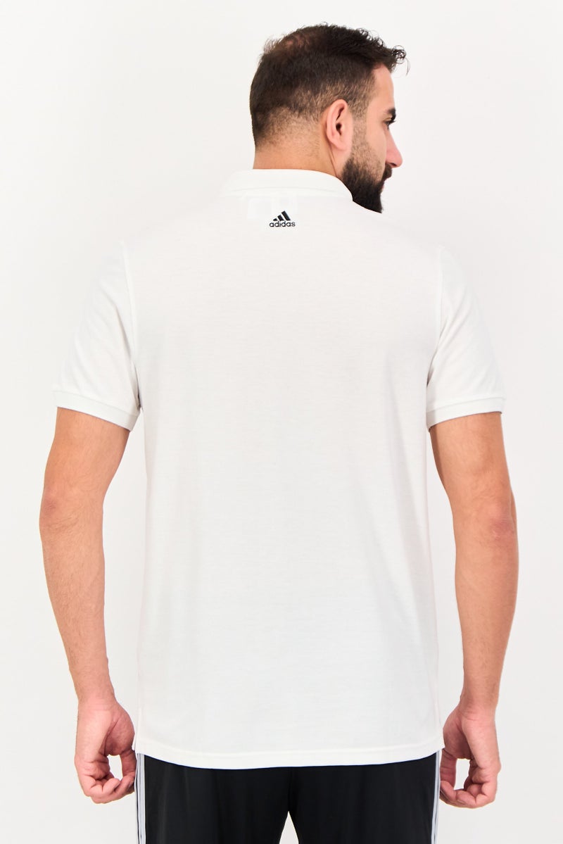 Adidas قميص بولو رياضي للرجال بأكمام قصيرة مناسب للخارج، أبيض - Image 2