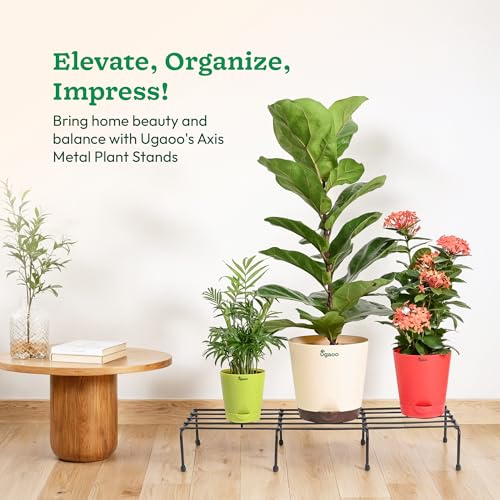 UGAOO Premium Metal Plant Stand set of 4 with anti rust coating for Balcony, Indoor & Outdoor (Rectangle, Black) - Image 2