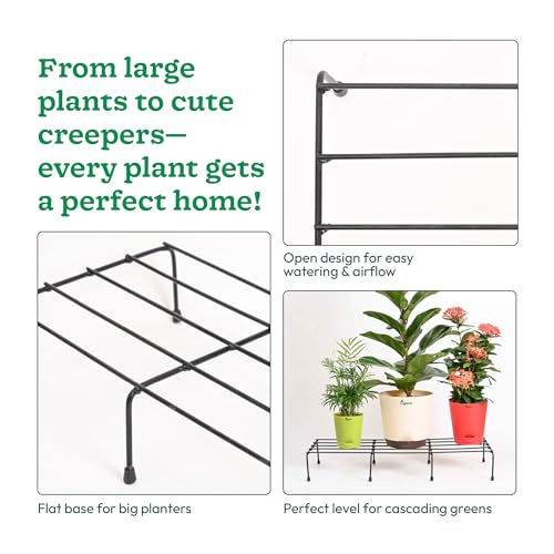 UGAOO Premium Metal Plant Stand set of 4 with anti rust coating for Balcony, Indoor & Outdoor (Rectangle, Black) - Image 4