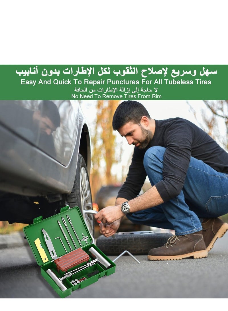 Generic Tire Repair Kit 58pcs Heavy Duty Tire Plug Set, Quick Fix Puncture Plug Flat Patch Universal Emergency Car Tyre Puncture Repair Fix Tire Valve Tools for Car Motorcycle Truck Tractor Trailer ATV RV SUV  - Image 3