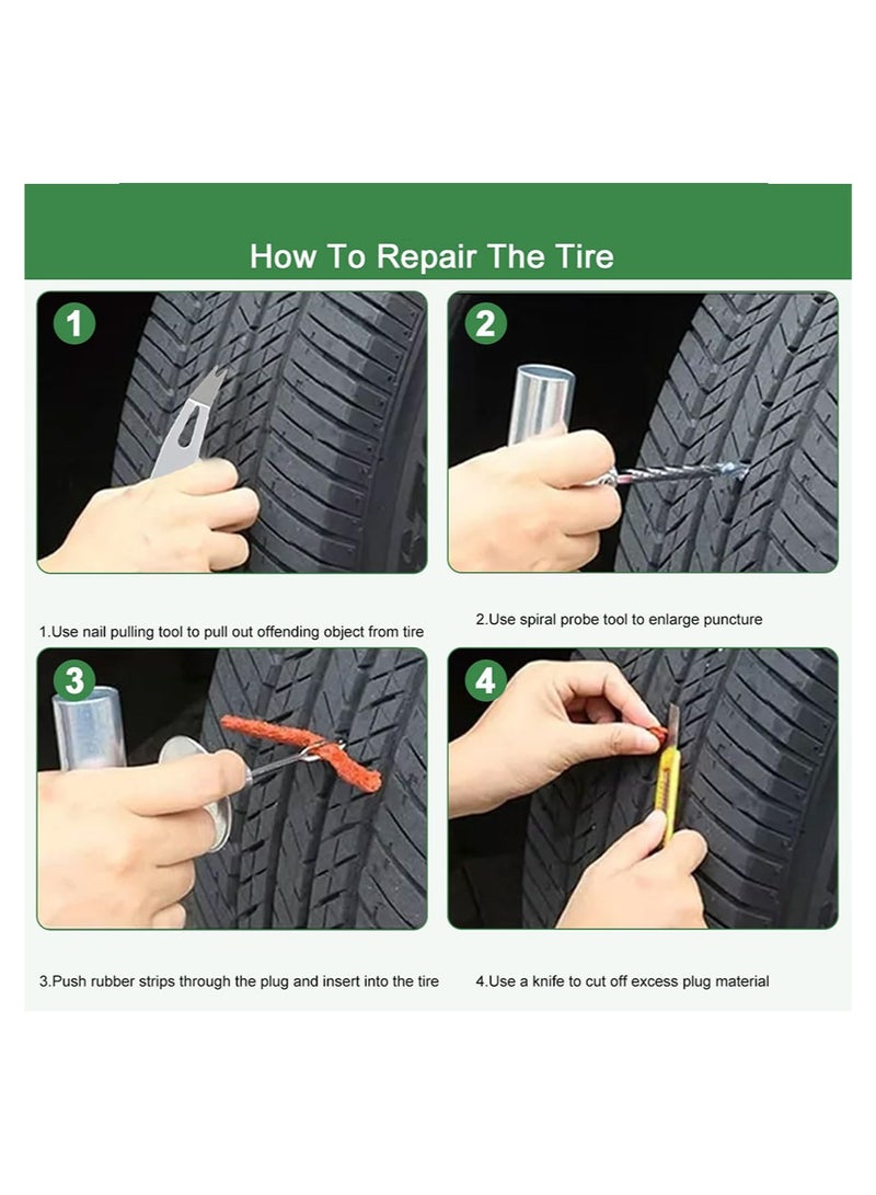 Generic Tire Repair Kit 58pcs Heavy Duty Tire Plug Set, Quick Fix Puncture Plug Flat Patch Universal Emergency Car Tyre Puncture Repair Fix Tire Valve Tools for Car Motorcycle Truck Tractor Trailer ATV RV SUV  - Image 3