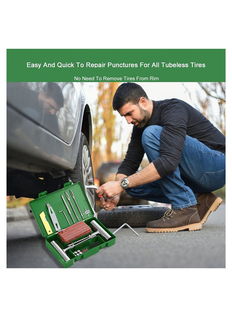 Generic Tire Repair Kit 58pcs Heavy Duty Tire Plug Set, Quick Fix Puncture Plug Flat Patch Universal Emergency Car Tyre Puncture Repair Fix Tire Valve Tools for Car Motorcycle Truck Tractor Trailer ATV RV SUV  - Image 2