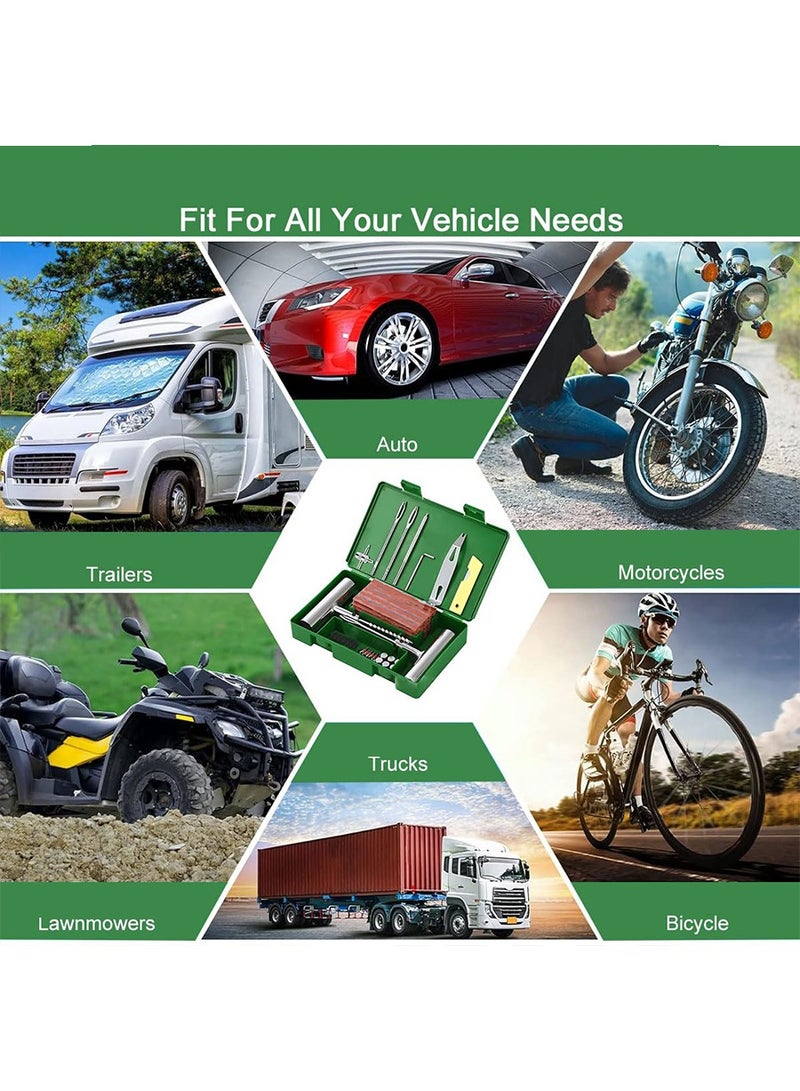 Tire Repair Kit 58pcs Heavy Duty Tire Plug Set, Quick Fix Puncture Plug Flat Patch Universal Emergency Car Tyre Puncture Repair Fix Tire Valve Tools for Car Motorcycle Truck Tractor Trailer ATV RV SUV - Image 4