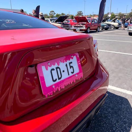 Timtin 1 Set Fluorescent Rose Red Acrylic License Plate Frame Cover with Screws, Fits Standard 6" x 12" Inches Car Plate, Transparent Universal Car Tag Frame Holder Accessories (Style 1) - Image 4
