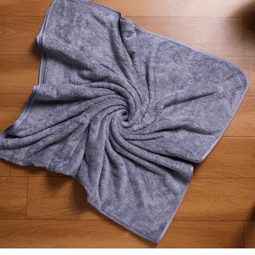 Krujyam Microfiber Large Bath Towels | (70x140) Extra Soft Plush & Quick Dry High Absorbency with Large Size Towels for Bathing (Grey, Pack of 1) - Image 4