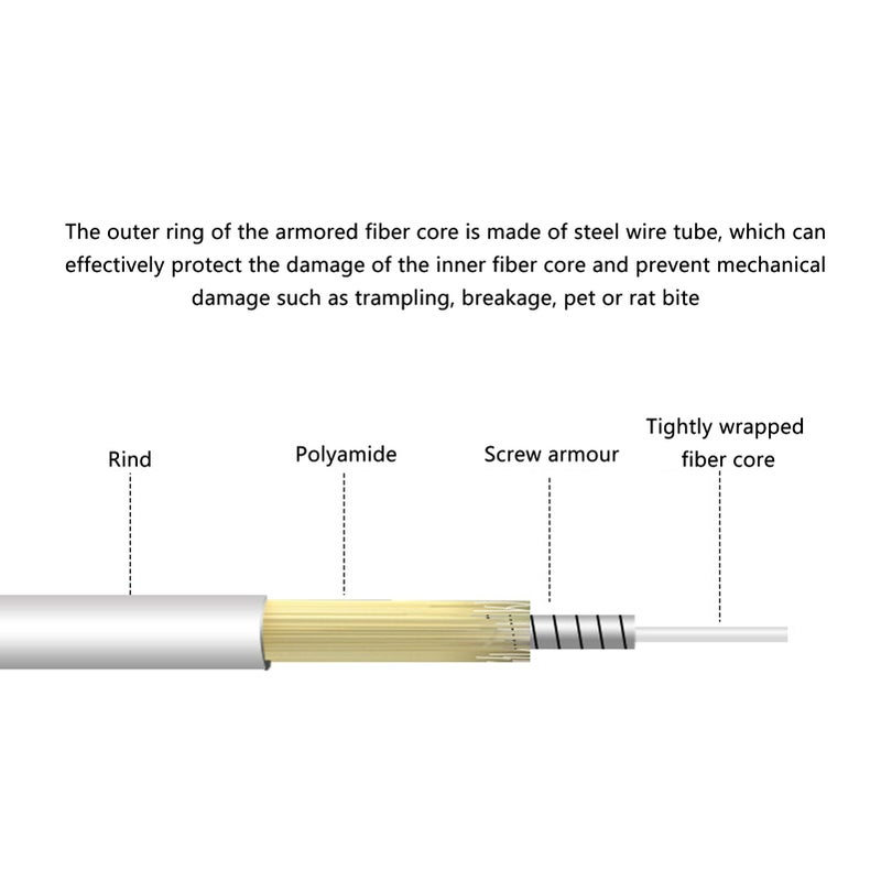 Optical Modem Extension Cable Set Armored Single Mode SC Patch Cable with Flange Connector for FTTH FTTB FTTP SC APC 5m / 16.4ft - Image 2