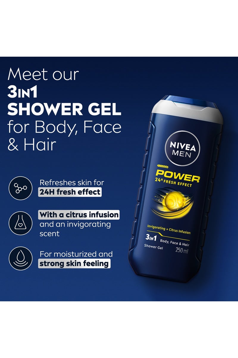 Nivea 3 In1 Men Power Fresh Shower Gel 250ml - Image 2