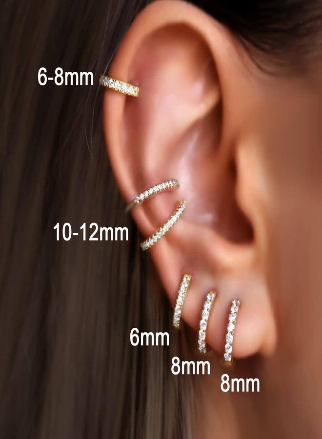 QWALIT أقراط كوالت الذهبية للنساء، أقراط مسطحة من الخلف، مضادة للحساسية، مصنوعة من الفولاذ الجراحي، أقراط صغيرة مطلية بالذهب للغضروف، أقراط حلقية أمامية، أقراط حلزونية للنساء، معدن، فولاذ مقاوم للصدأ - Image 5