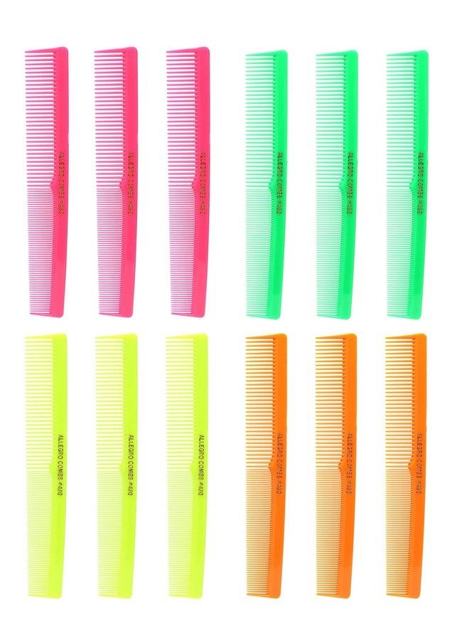 Allegro Combs 420 Barber Combs Set Of Combs Hair Cutting Combs Pocket Comb Combs For Hair Stylist Neon Mix 12 Pk.  - Image 1