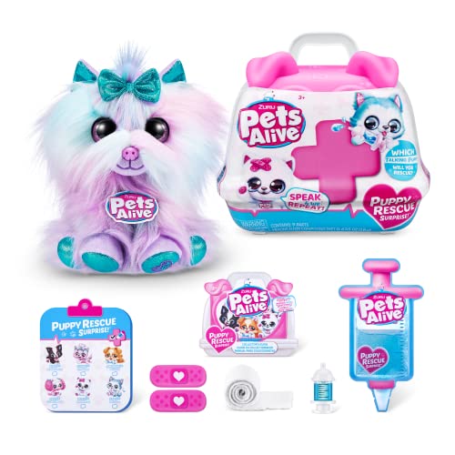 Pets Alive Pet Shop Surprise S3 Puppy Rescue Yorkshire by ZURU Surprise Puppy Plush Ultra Soft Plushies Compound Surprises Inside Interactive Toy Pets Electronic Speak and Repeat - Image 1