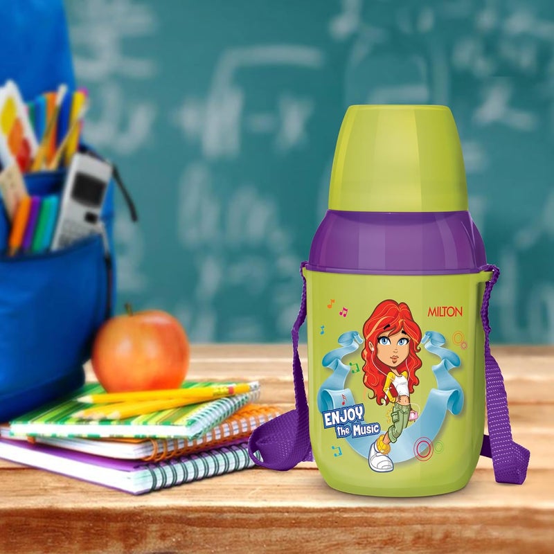 Milton MILTON Kool Kid 450 Plastic Insulated Water Bottle with Belt & Straw, 430 ml, Green | PU Insulated | BPA Free | Easy to Carry | Leak Proof - Image 5
