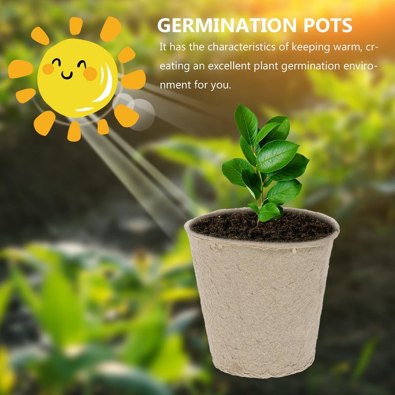 Biodegradable Plant Starter Pots and Labels Kit 50pcs 8x8cm Nursery Cups for Seedlings - Image 5