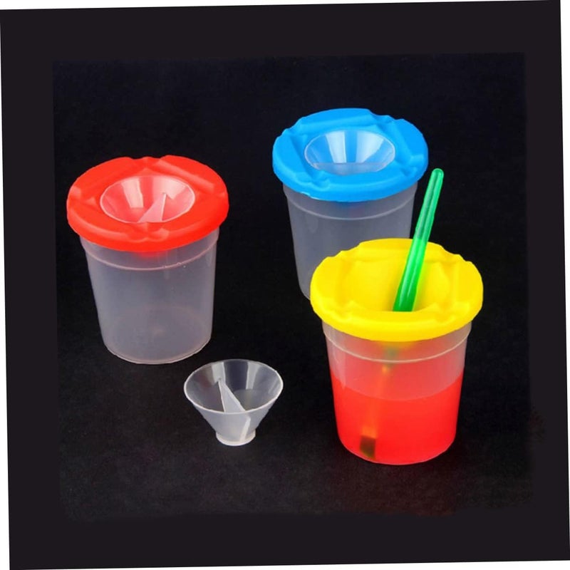 Kisangel 8 Pieces Spill Paint Cups with Color Coded Lids Assorted Brushes for Painting Activities Art Projects and Creative Fun - Image 3