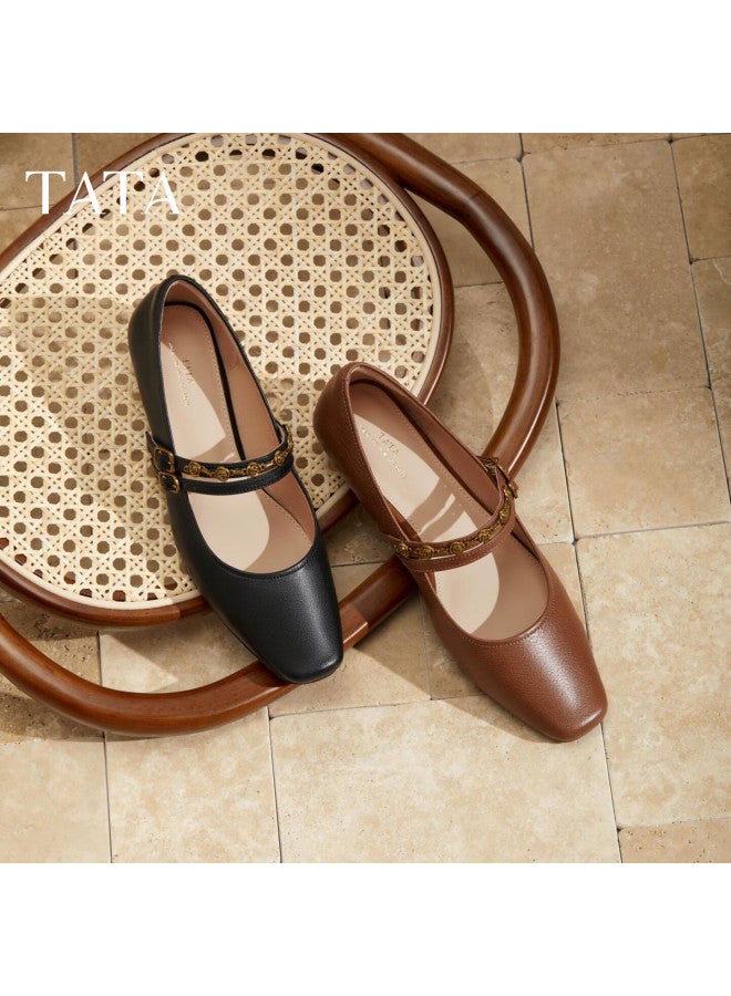 Tata Afternoon Manor Vintage Red Mary Jane Women's Flat Shallow Lambskin Shoes Black Yru03 Size 37 - Image 1