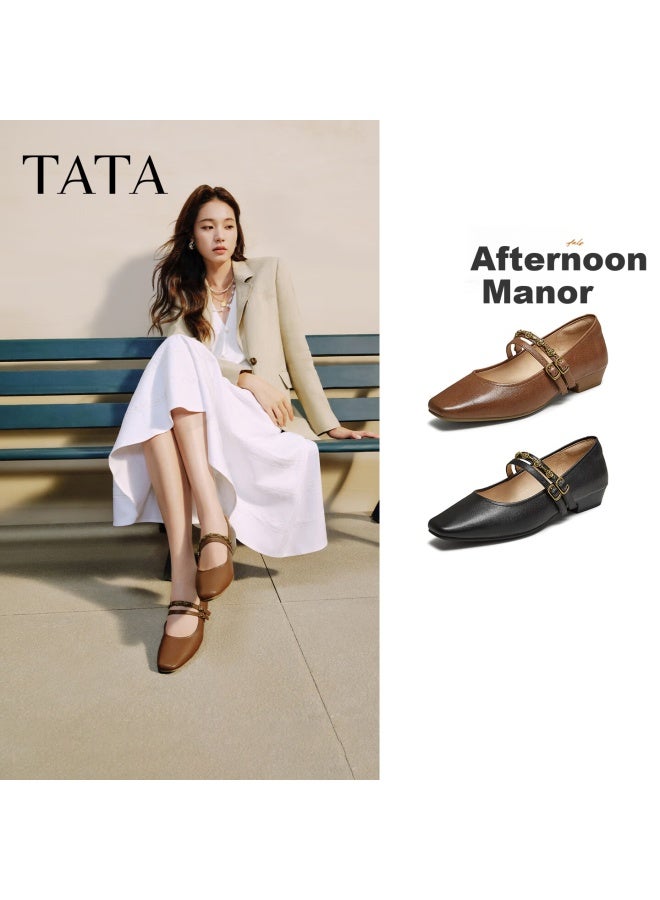Tata Afternoon Manor Vintage Red Mary Jane Women's Flat Shallow Lambskin Shoes Black Yru03 Size 37 - Image 2
