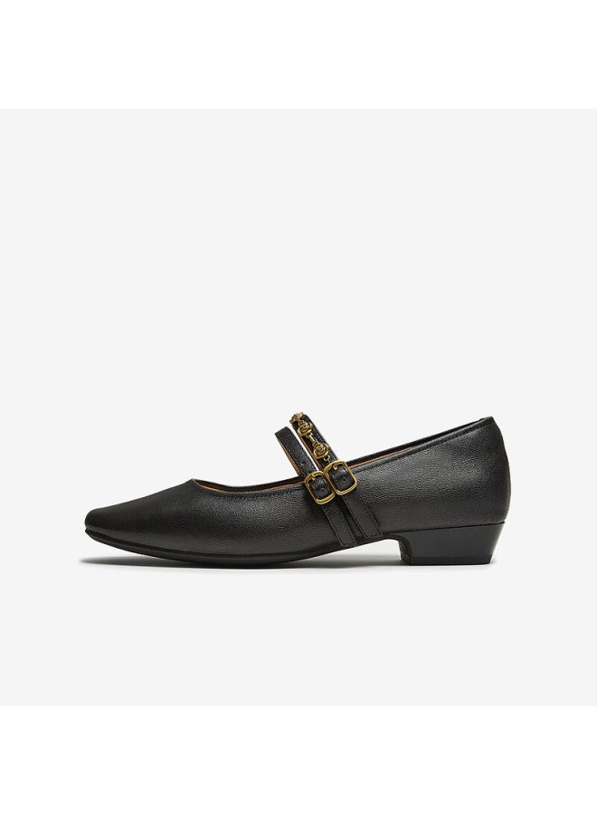 Tata Afternoon Manor Vintage Red Mary Jane Women's Flat Shallow Lambskin Shoes Black Yru03 Size 37 - Image 4