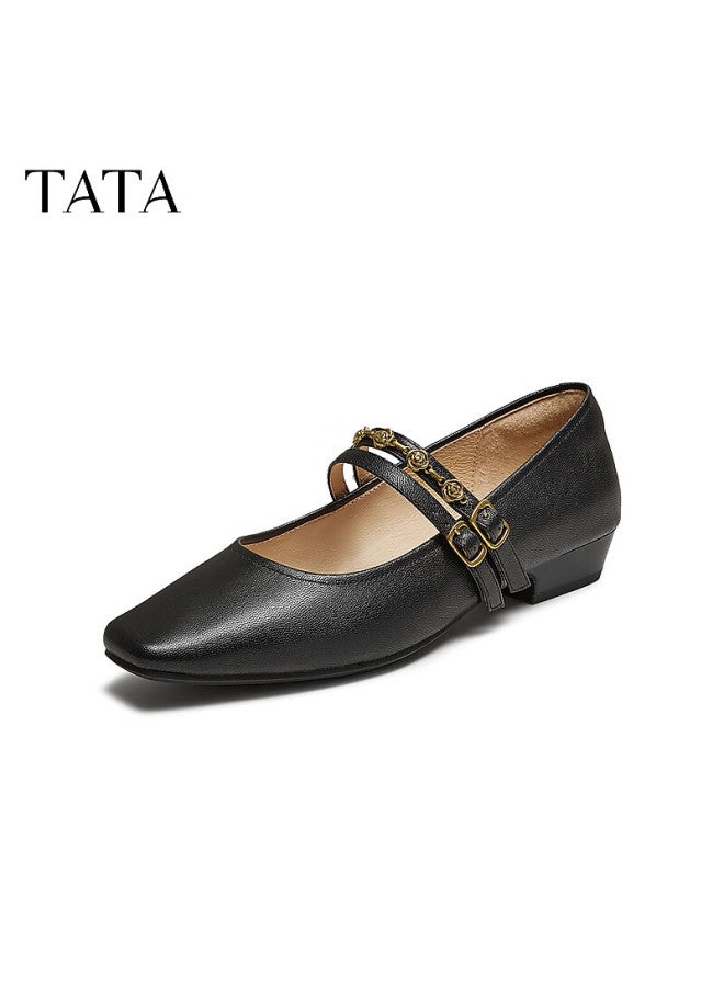 Tata Afternoon Manor Vintage Red Mary Jane Women's Flat Shallow Lambskin Shoes Black Yru03 Size 37 - Image 3