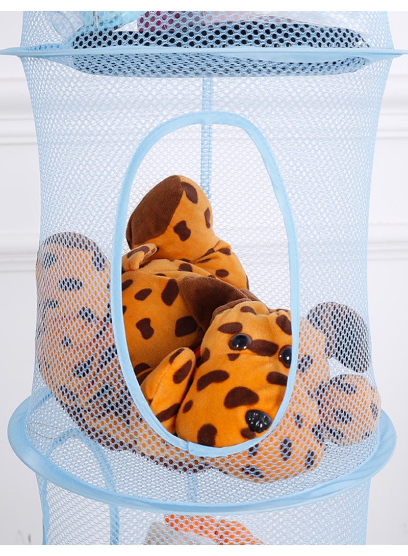 Foldable Hanging Storage Net 4 Layers Hanging Stuffed Animal Toys Storage Hammock Storage Bags Space Saving  - Image 5