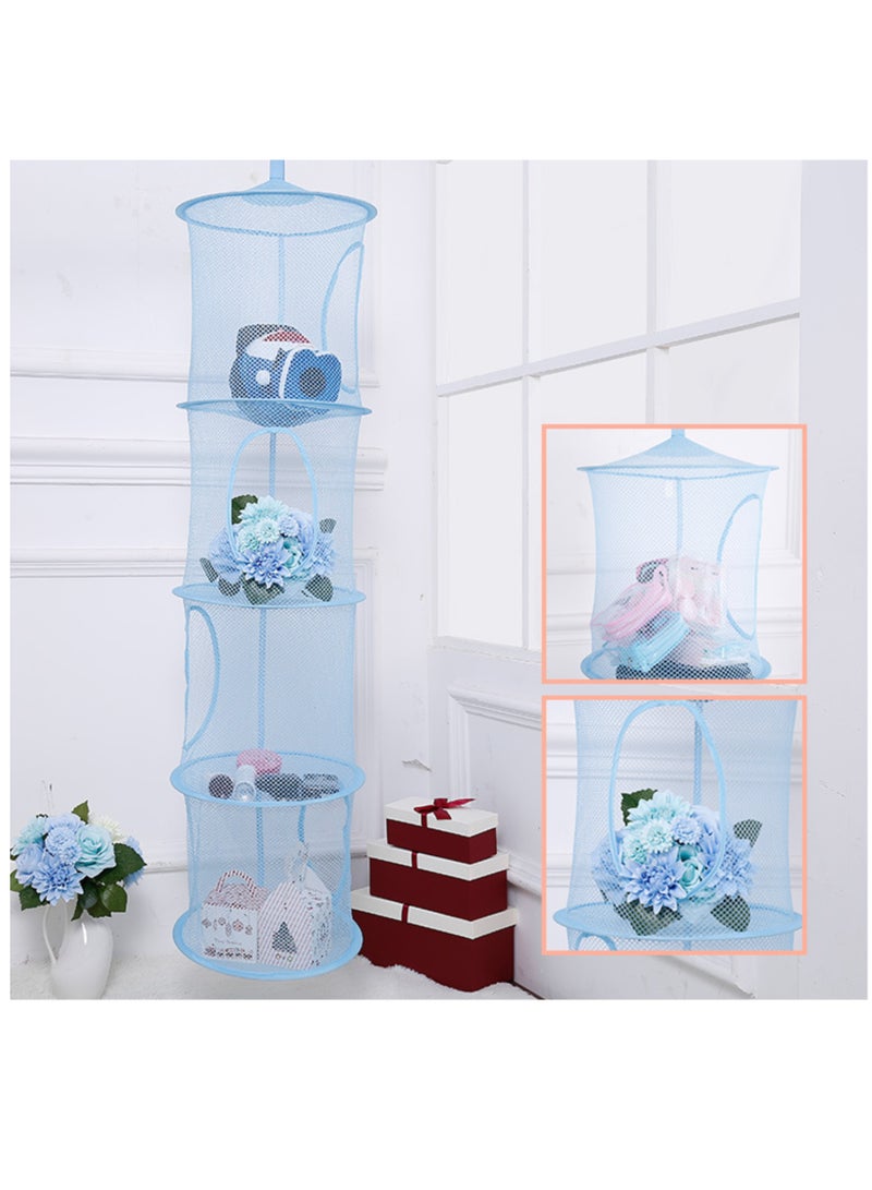 Foldable Hanging Storage Net 4 Layers Hanging Stuffed Animal Toys Storage Hammock Storage Bags Space Saving  - Image 1