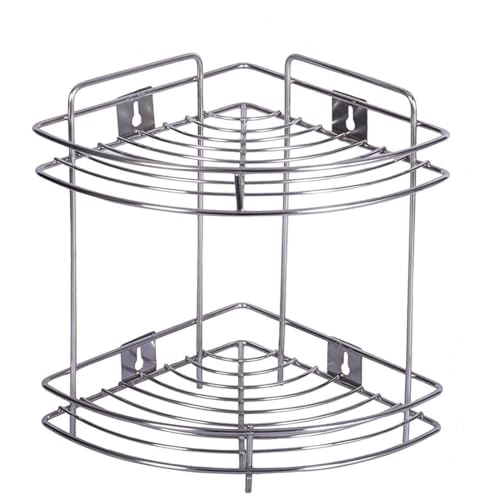 Q13 D.k 11 Stainless Steel Bathroom Corner Shelf (Rack) for Wall - Bathroom Accessories Holder Detergent Rack Wall Mounted/Storage Organizer for Kitchen & Bathroom Soap (2 leyer self Corner) - Image 1