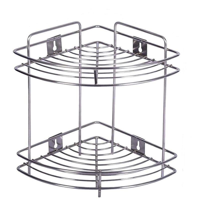 Q13 D.k 11 Stainless Steel Bathroom Corner Shelf (Rack) for Wall - Bathroom Accessories Holder Detergent Rack Wall Mounted/Storage Organizer for Kitchen & Bathroom Soap (2 leyer self Corner) - Image 5