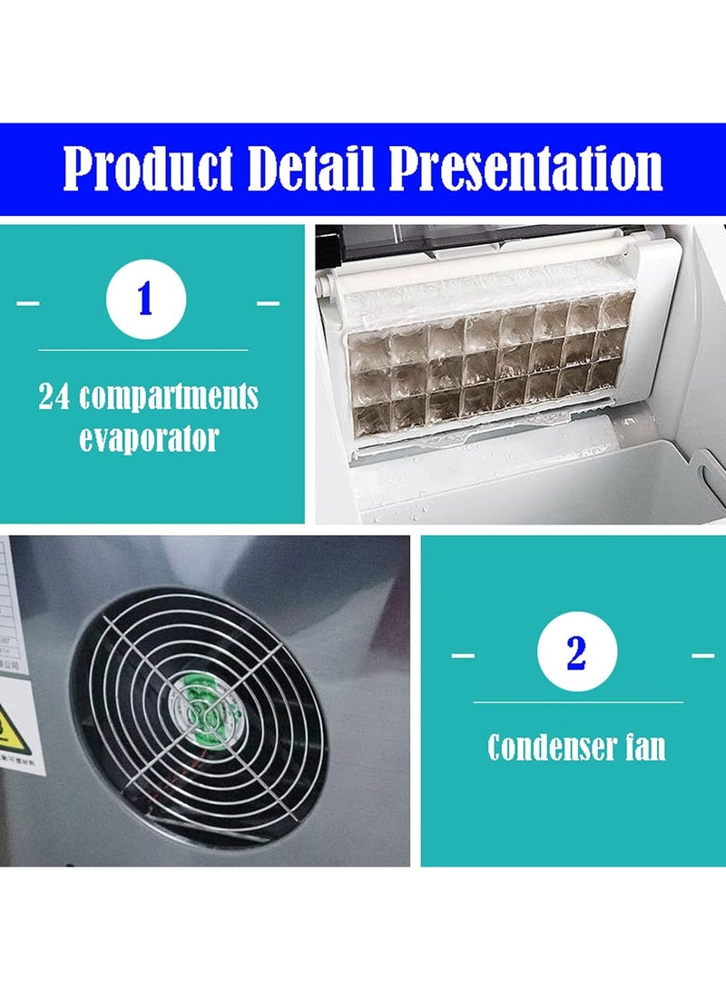 Ice Maker Machine for Countertop Self Cleaning Ice Cube Maker Portable Self Cleaning Low Noise LED Display  Perfect for Home Kitchen Office Bar - Image 4