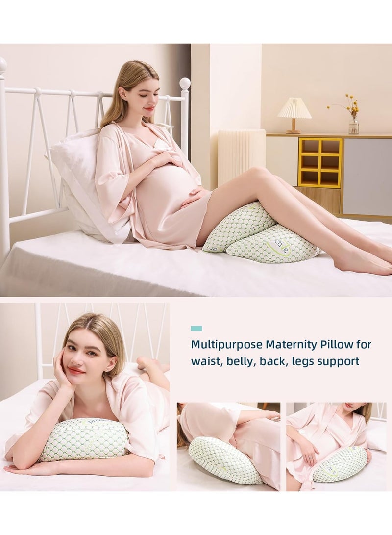 Pregnancy Pillow for Pregnant Women,Soft Pregnancy Body Pillow,Support for Back, HIPS, Legs,Maternity Pillow with Detachable and Adjustable Pillow Cover (Green, Plus) - Image 4