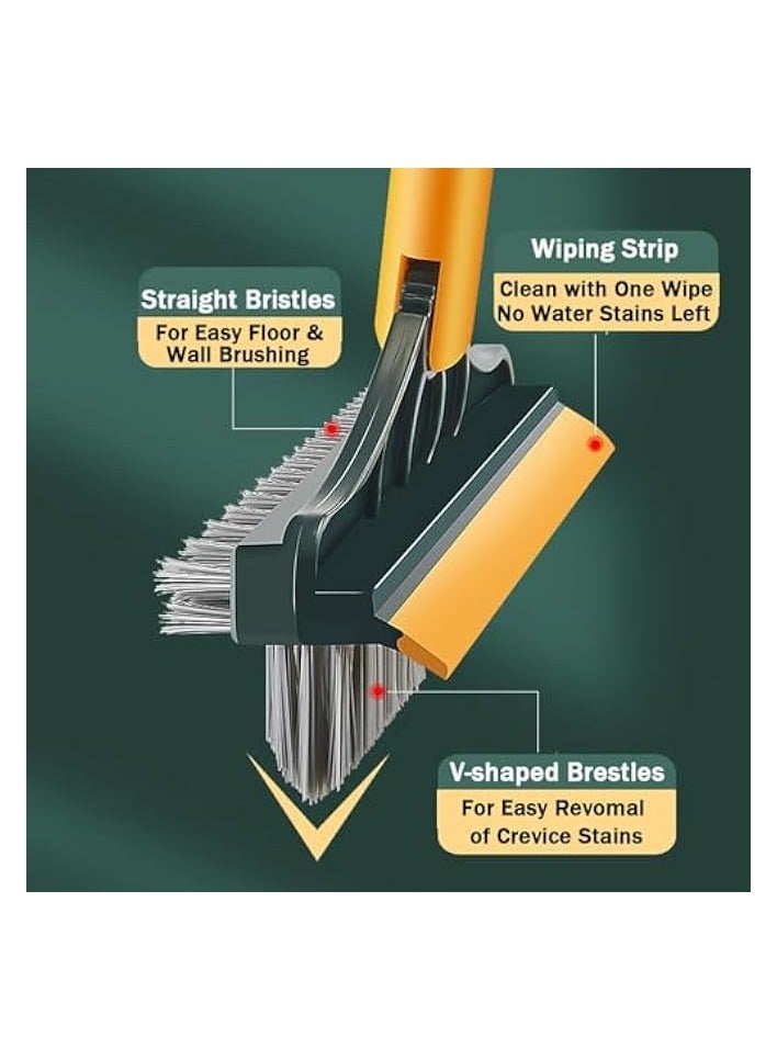 erorex Floor Scrub Brush, 3-in-1 Scraper, Grout Brush with Long Adjustable Handle, 120°Rotation Tile Grout Cleaning Tool, V-Shape Grout Line Scrubber, for Cleaning Bathroom Wall, Baseboards, Tile Floors - Image 2