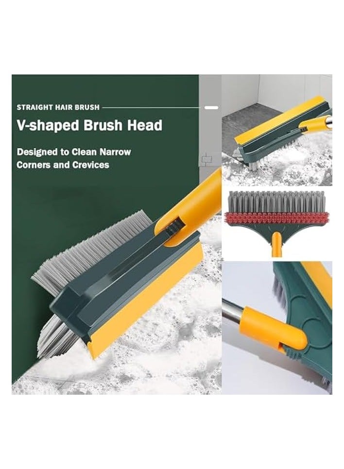 erorex Floor Scrub Brush, 3-in-1 Scraper, Grout Brush with Long Adjustable Handle, 120°Rotation Tile Grout Cleaning Tool, V-Shape Grout Line Scrubber, for Cleaning Bathroom Wall, Baseboards, Tile Floors - Image 3