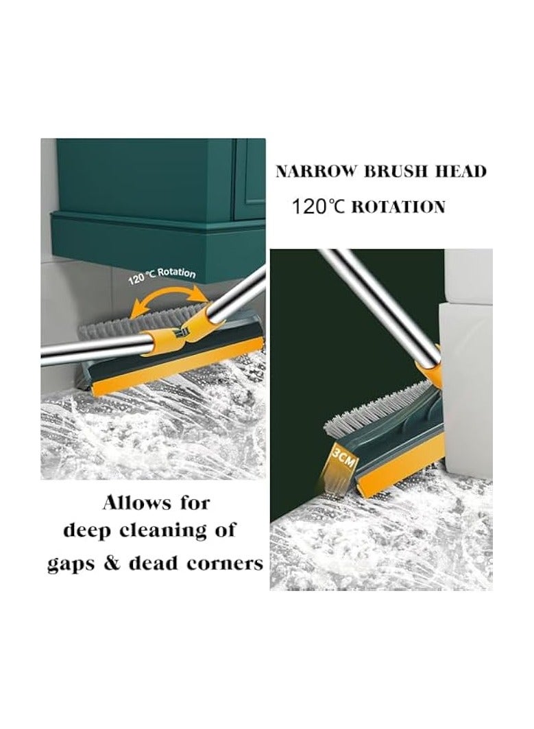 erorex Floor Scrub Brush, 3-in-1 Scraper, Grout Brush with Long Adjustable Handle, 120°Rotation Tile Grout Cleaning Tool, V-Shape Grout Line Scrubber, for Cleaning Bathroom Wall, Baseboards, Tile Floors - Image 4