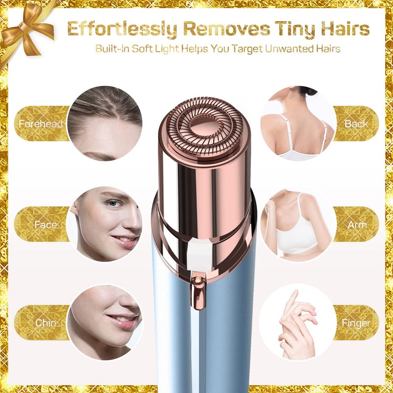 gurelax Hair Remover for Women, Hair Removal Device, Facial Hair Removal for Women, Best Touch Face Shaver As Christmas Gift, Electric Upper Lip/Mustache Hair Remover, Included 2 x Replacement Heads - Image 3