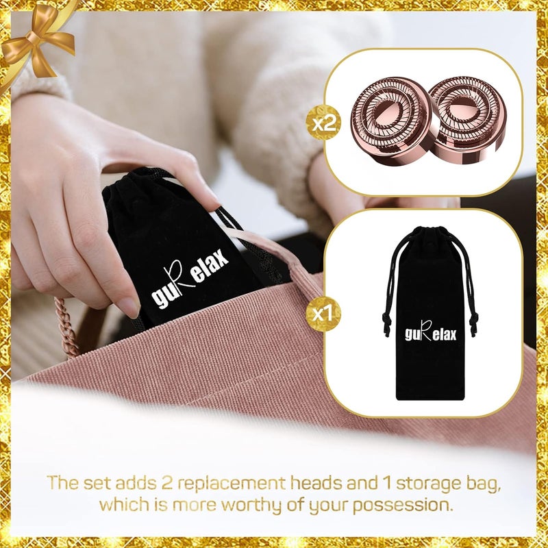 gurelax Hair Remover for Women, Hair Removal Device, Facial Hair Removal for Women, Best Touch Face Shaver As Christmas Gift, Electric Upper Lip/Mustache Hair Remover, Included 2 x Replacement Heads - Image 4