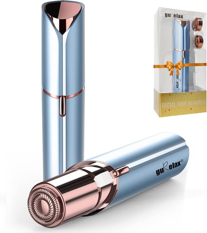 gurelax Hair Remover for Women, Hair Removal Device, Facial Hair Removal for Women, Best Touch Face Shaver As Christmas Gift, Electric Upper Lip/Mustache Hair Remover, Included 2 x Replacement Heads - Image 1