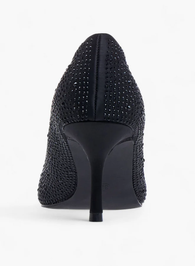 Flora Bella By Shoexpress Embellished Slip-On Pumps with Stiletto Heels