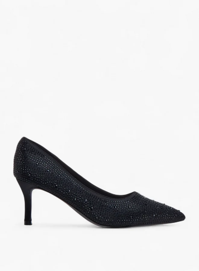 Flora Bella By Shoexpress Embellished Slip-On Pumps with Stiletto Heels
