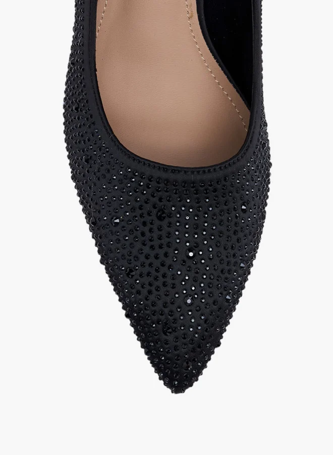 Flora Bella By Shoexpress Embellished Slip-On Pumps with Stiletto Heels