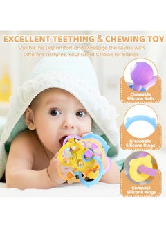 Orzbow Orzbow Sensory Teething Toys for Babies, Baby Montessori Toys 3-6-12-18 Months, Infant Teethers Relief Chew Toys, Silicone Baby Rattle Toys - Early Development Toy for Toddlers, BPA Free, Yellow  - Image 2