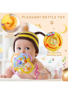 Orzbow Orzbow Sensory Teething Toys for Babies, Baby Montessori Toys 3-6-12-18 Months, Infant Teethers Relief Chew Toys, Silicone Baby Rattle Toys - Early Development Toy for Toddlers, BPA Free, Yellow  - Image 3
