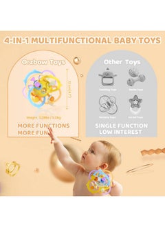 Orzbow Orzbow Sensory Teething Toys for Babies, Baby Montessori Toys 3-6-12-18 Months, Infant Teethers Relief Chew Toys, Silicone Baby Rattle Toys - Early Development Toy for Toddlers, BPA Free, Yellow  - Image 5