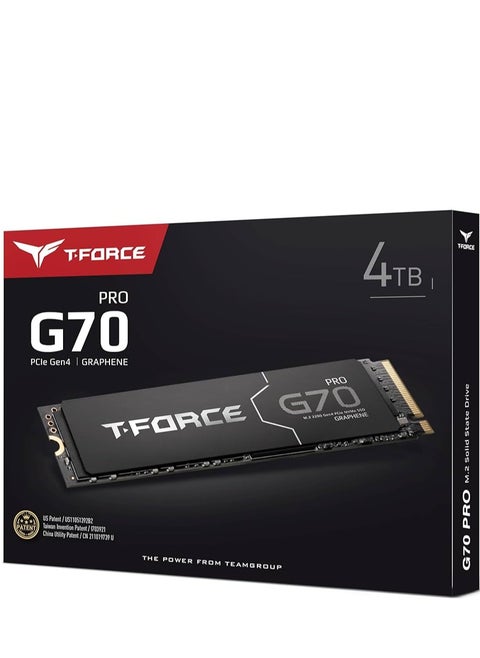 T-FORCE G70 PRO Graphene Heatsink 4TB DRAM SLC Cache 3D TLC NAND NVMe InnoGrit PCIe Gen4x4 M.2 2280 Gaming Internal SSD Read/Write 7400/6800
