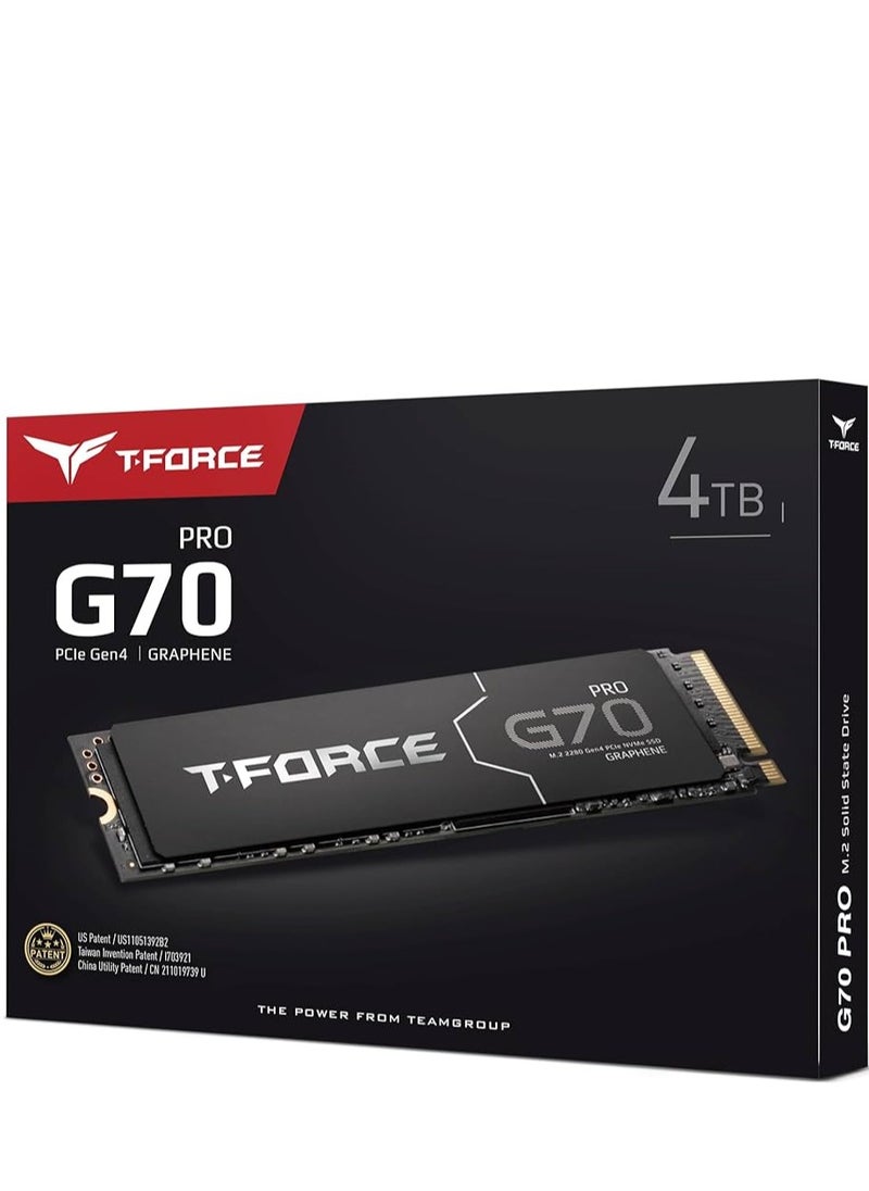 Team Group - T-FORCE G70 PRO Graphene Heatsink 4TB DRAM SLC Cache 3D TLC NAND NVMe InnoGrit PCIe Gen4x4 M.2 2280 Gaming Internal SSD Read/Write 7400/6800 - Image 1