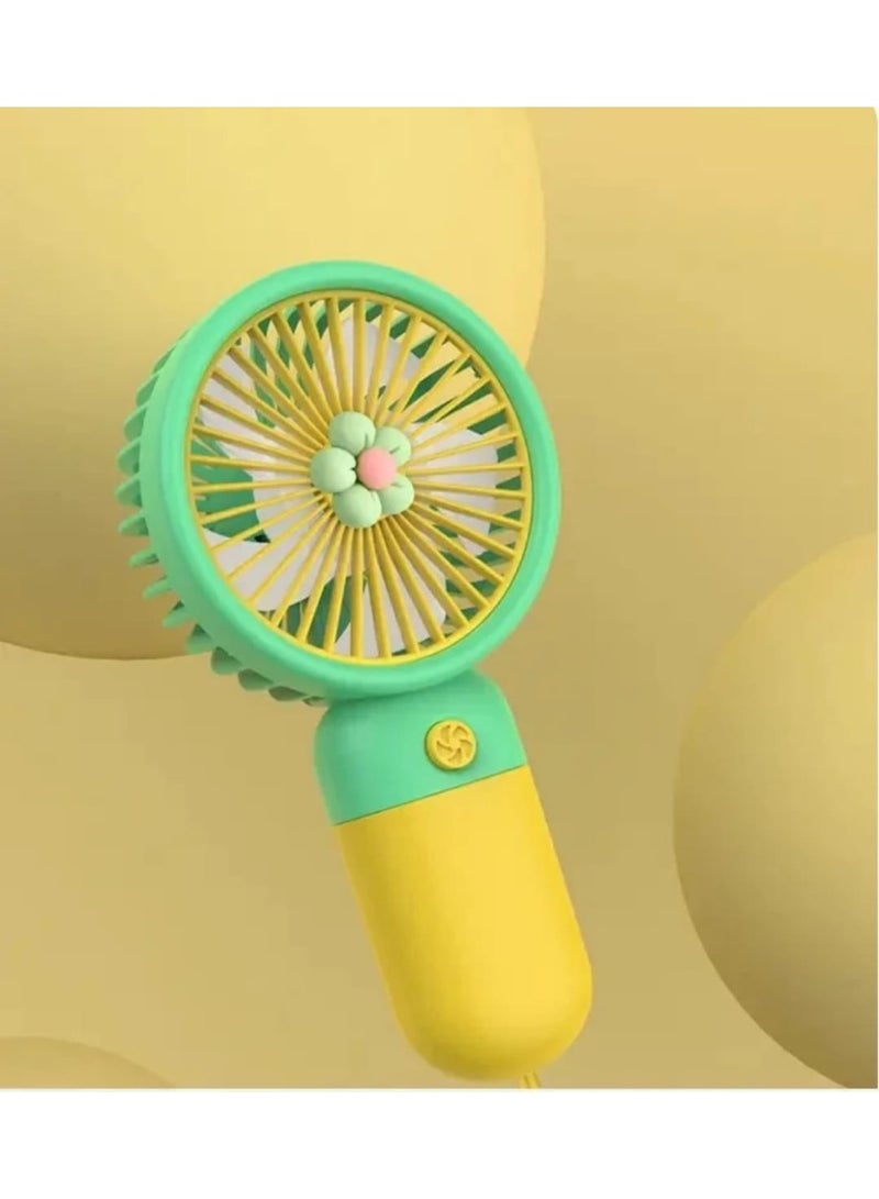 مروحة يدوية محمولة بتصميم زهرة – ألوان متعددة - Image 3