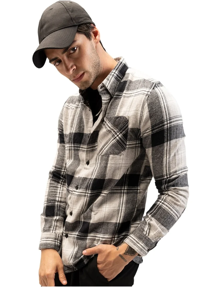 THE BEAR HOUSE Men's Cotton Shirt | Casual & Formal Long Sleeve Slim Fit | Classic Button-Down, Office & Everyday Wear, Comfortable & Breathable Fabric